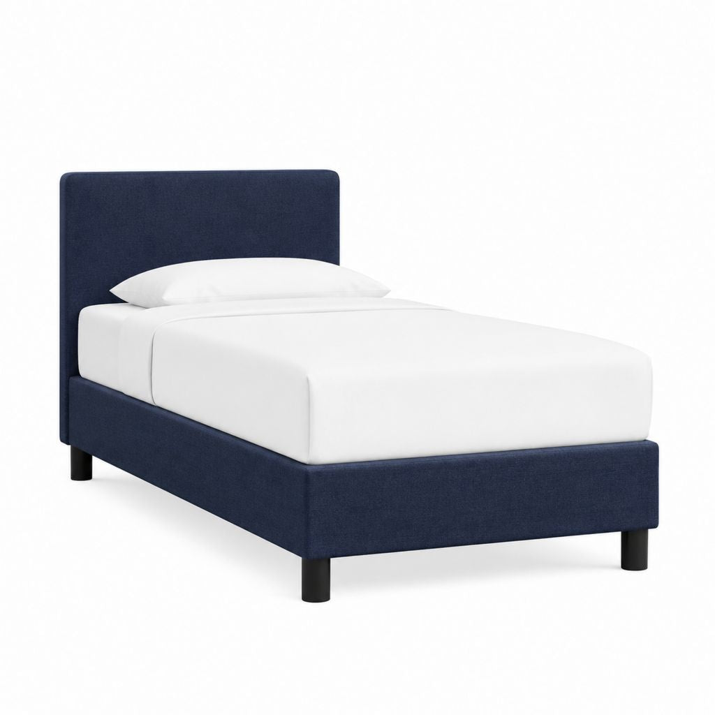 Polsterbett Einzelbett Dunkelblau Polyester rechteckig 90 x 200 cm
