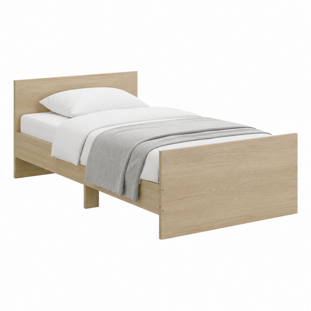Einzelbett Bettgestell Eiche Sonoma aus melaminharzbeschichteter Spanplatte rechteckig für Matratze 90 x 200 cm Außenmaß 205 x 96 x 80 cm