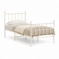 Einzelbett Bettgestell Cremeweiß pulverbeschichteter Stahl 90 x 200 cm
