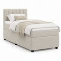 Polsterbett Beige mit Polyesterbezug und gepolstertem Kopfteil 90 x 200 cm