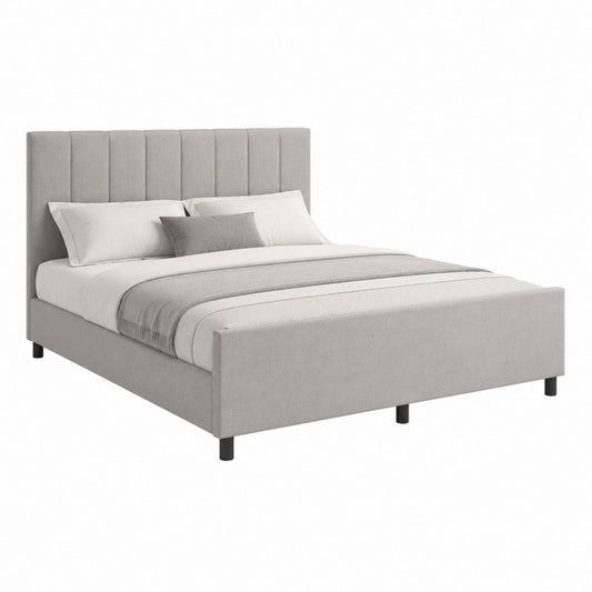 Polsterbett Doppelbett Hellgrau mit Polyesterbezug und Lattenrost 160 x 200 cm