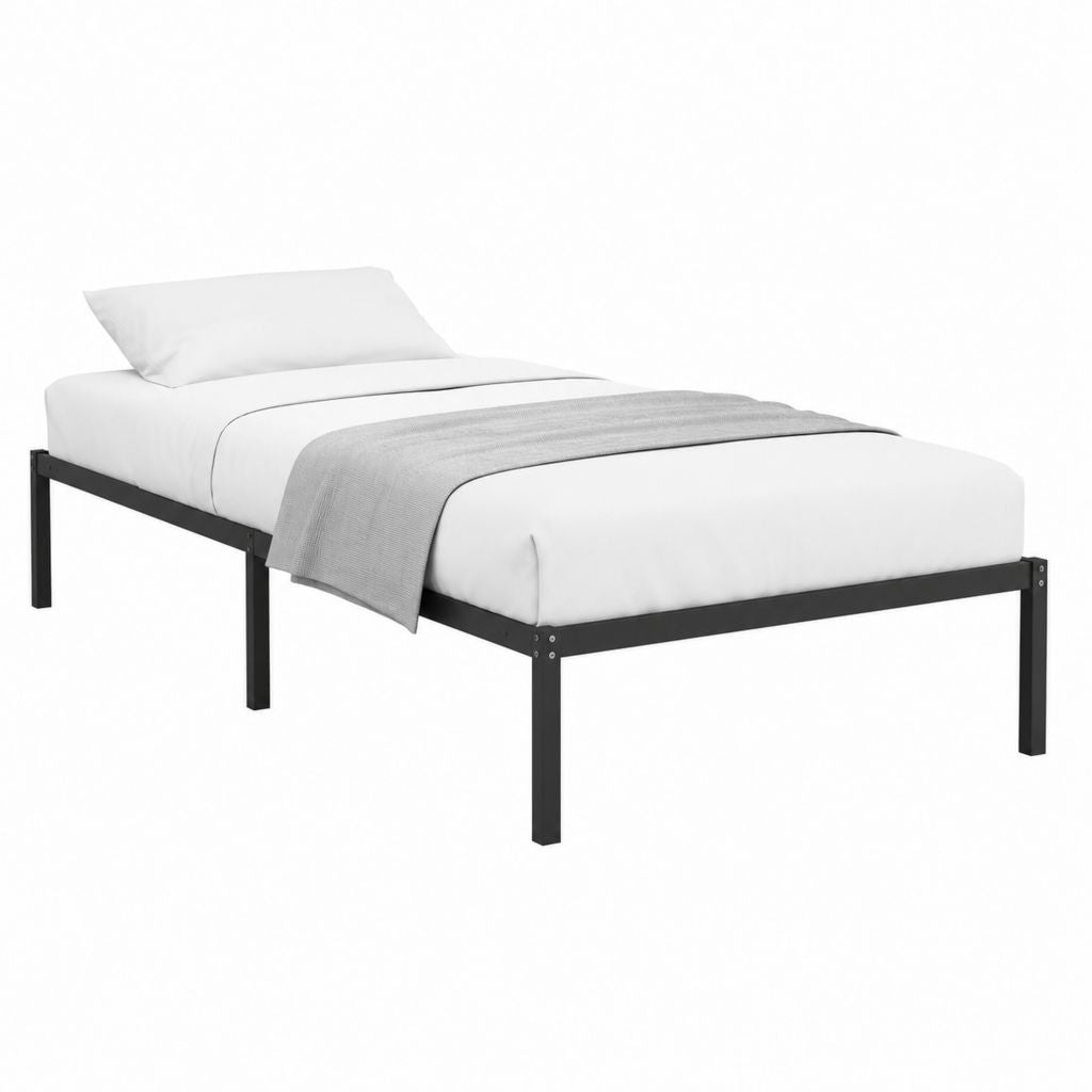 Einzelbett Metallbettgestell Schwarz Rechteckig 90 x 200 cm