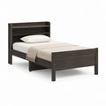 Einzelbett Bettgestell Dunkelbraun MDF rechteckig mit Regal-Kopfteil 90 x 200 cm
