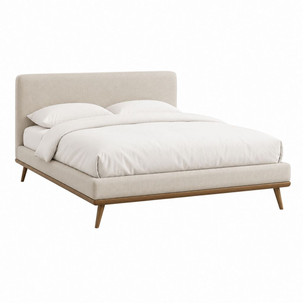Polsterbett Beige Polyester Kautschukholz Rechteckig 160 x 200 cm