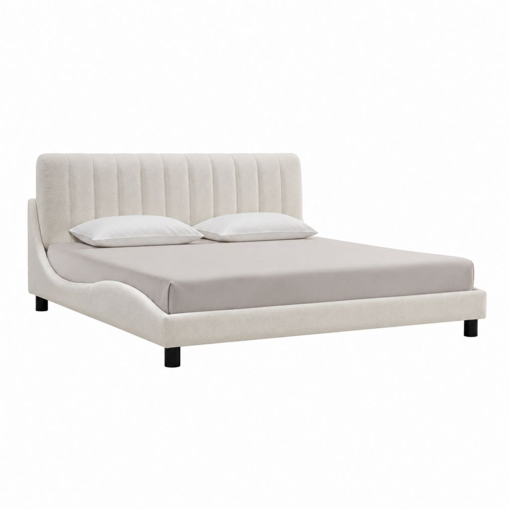 Polsterbett Doppelbett Beige mit Polyester-Samtbezug 180 x 200 cm