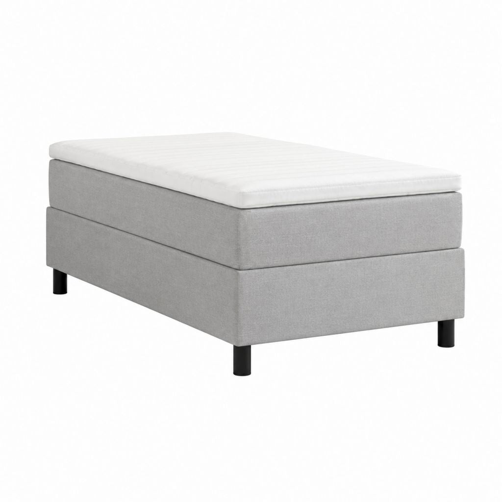 Boxspringbett mit Matratze Hellgrau Weiß Polyester Rechteckig 90 x 200 cm
