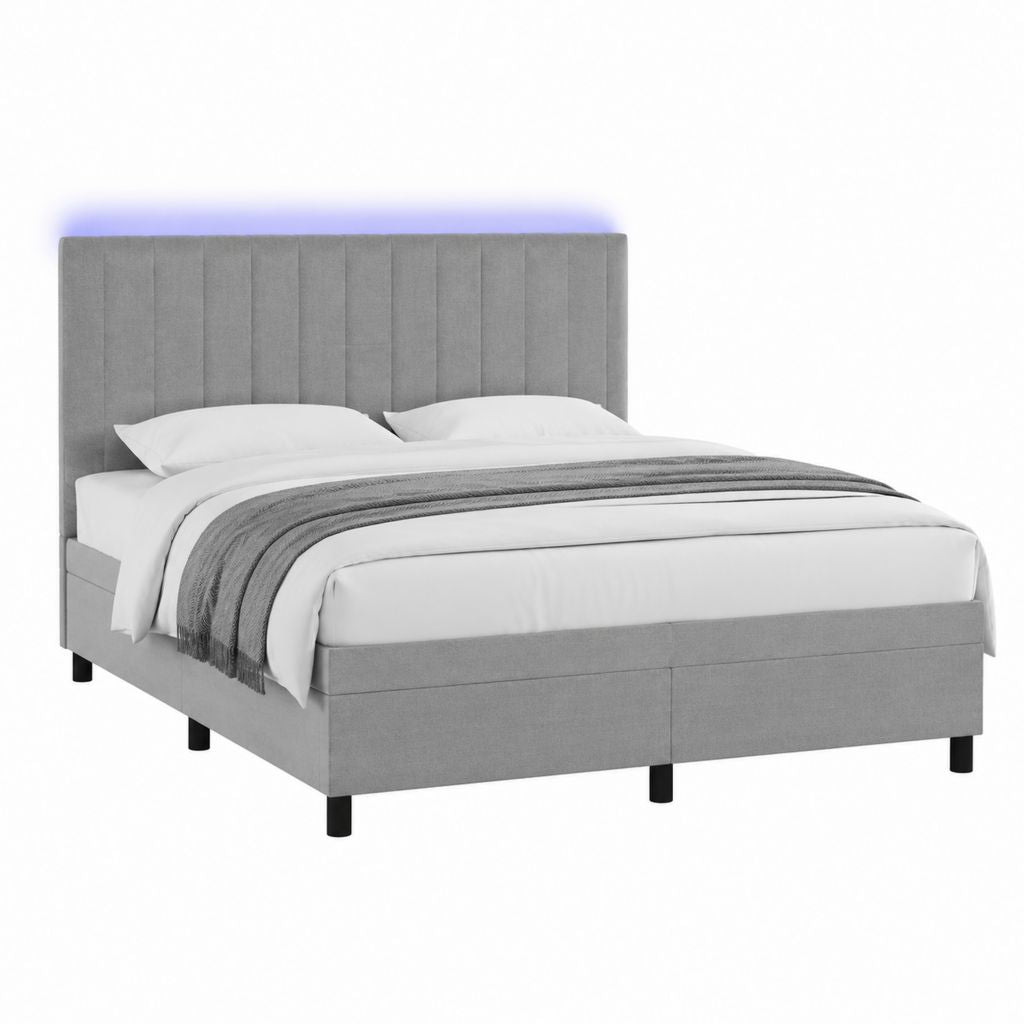 Polsterbett Doppelbett Grau mit Polyesterbezug 160 x 200 cm